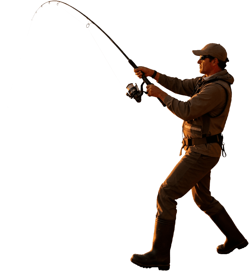 Fisherman casting a rod